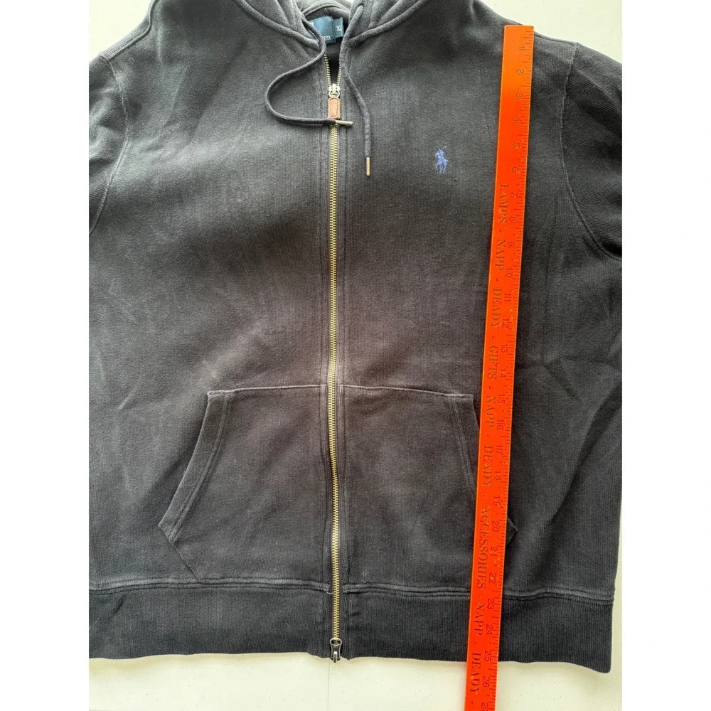 Vintage Y2K Polo Ralph Lauren Full Zip Hoodie Jacket XL Black Blue Pony‎ Logo